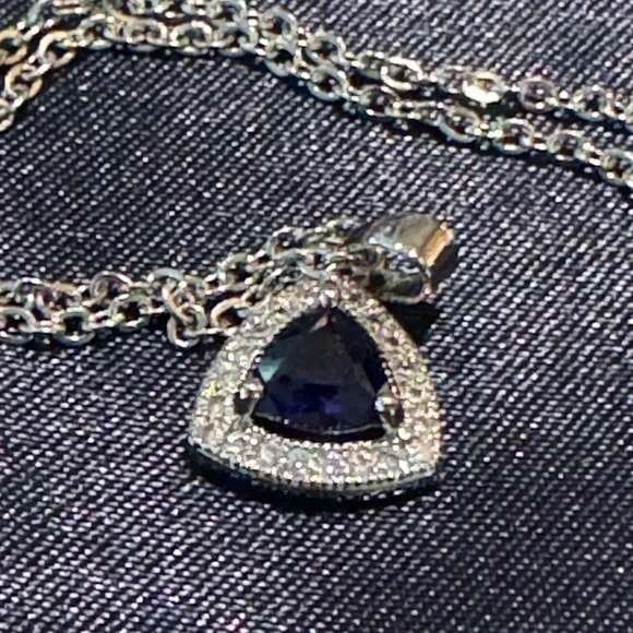 Stauer Sapphire & DiamondAura® Earrings & Necklace Set 18K Gold-Finished $590 💎 - Picture 2 of 5